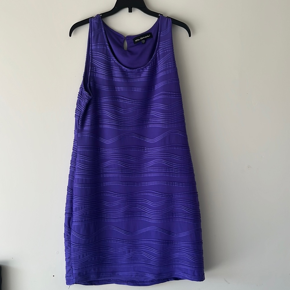 Sleeveless, textured, purple dress